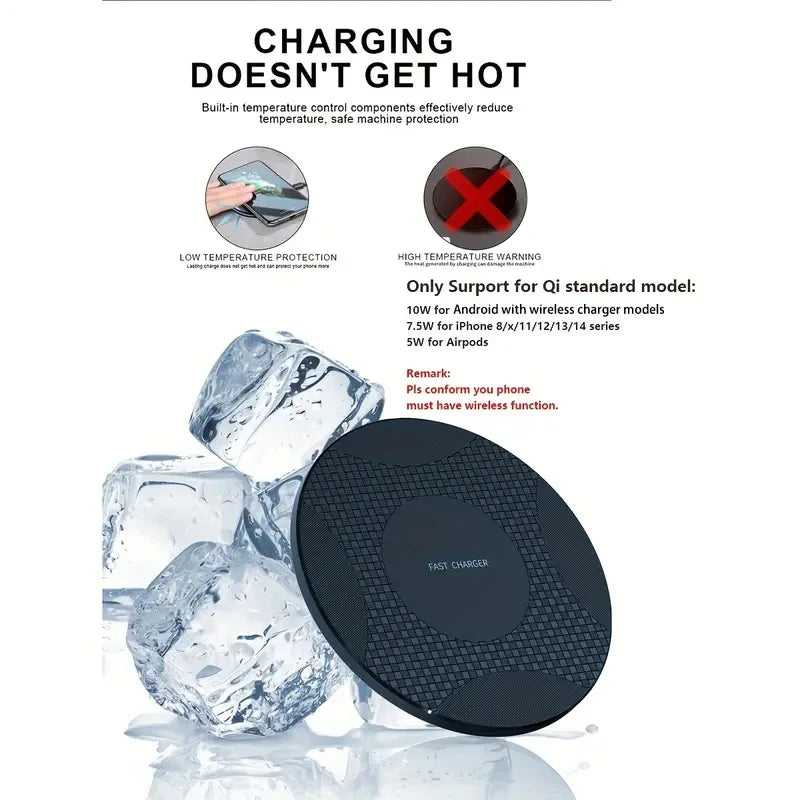 Compact Wireless Charging Pad for iPhone, Samsung, and Other Phones